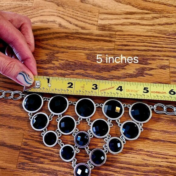 LIA SOPHIA "Keku" Black Faceted Pyramid Statement Necklace WEDDING READY - Picture 9 of 12